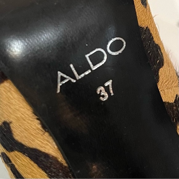 Aldo Women Leopard Print Pointy Toe High Heels Size 7 Camel Color - Picture 6 of 8